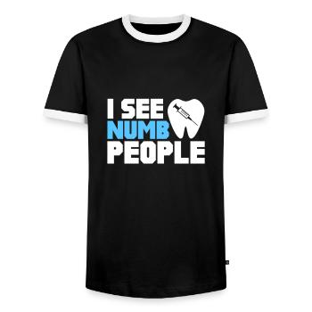 Dentist Dentist Dentist Teeth Gift - Men's Ringer Shirt - black/white - Front - AI Model Female 172 light (172cm) & AI Model Male 178 light (178cm)