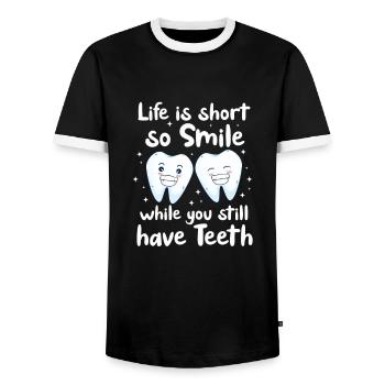Dentist Dentist Dentist Teeth Gift - Men's Ringer Shirt - black/white - Front - AI Model Female 172 light (172cm) & AI Model Male 178 light (178cm)