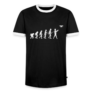 Drohne Evolution - Männer Kontrast-T-Shirt - Schwarz/Weiß - Vorne - AI Model Female 172 light (172cm) & AI Model Male 178 light (178cm)