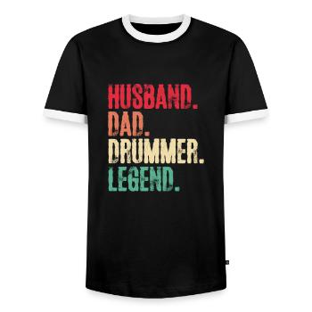 Schlagzeug Vater Ehemann Drummer Vatertag Geschenk - Männer Kontrast-T-Shirt - Schwarz/Weiß - Vorne - AI Model Female 172 light (172cm) & AI Model Male 178 light (178cm)