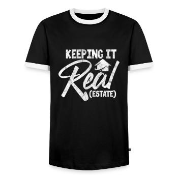 Realtor - Men's Ringer Shirt - black/white - Front - AI Model Female 172 light (172cm) & AI Model Male 178 light (178cm)