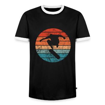 Skateboard - Men's Ringer Shirt - black/white - Front - AI Model Female 172 light (172cm) & AI Model Male 178 light (178cm)