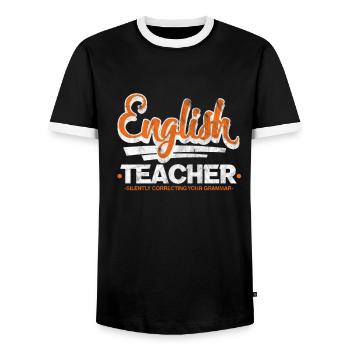 Englisch Lehrer - Männer Kontrast-T-Shirt - Schwarz/Weiß - Vorne - AI Model Female 172 light (172cm) & AI Model Male 178 light (178cm)