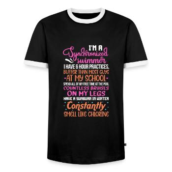 Natation synchronisée Natation Sportive Cadeau - T-shirt contrasté Homme - noir/blanc - Devant - AI Model Female 172 light (172cm) & AI Model Male 178 light (178cm)