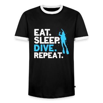 Plongeurs Plongée Mer Vacances Plongée Cadeau - T-shirt contrasté Homme - noir/blanc - Devant - AI Model Female 172 light (172cm) & AI Model Male 178 light (178cm)