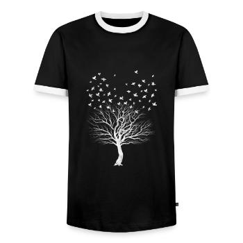 Forest - Men's Ringer Shirt - black/white - Front - AI Model Female 172 light (172cm) & AI Model Male 178 light (178cm)