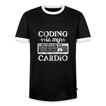 Software developer - Men's Ringer Shirt - black/white - Front - AI Model Female 172 light (172cm) & AI Model Male 178 light (178cm)