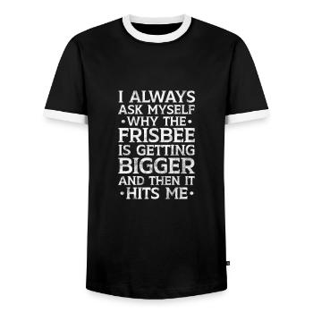 Ultimate Frisbee - Men's Ringer Shirt - black/white - Front - AI Model Female 172 light (172cm) & AI Model Male 178 light (178cm)