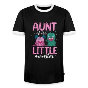 Aunt - Men's Ringer Shirt - black/white - Front - AI Model Female 172 light (172cm) & AI Model Male 178 light (178cm)