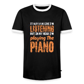 Pianiste - T-shirt contrasté Homme - noir/blanc - Devant - AI Model Female 172 light (172cm) & AI Model Male 178 light (178cm)