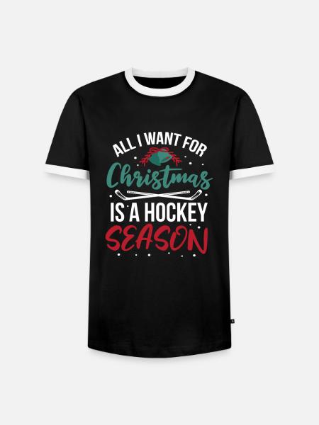 Eishockey Weihnachten - Männer Kontrast-T-Shirt - Schwarz/Weiß