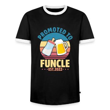 Grossesse 2022 Oncle - T-shirt contrasté Homme - noir/blanc - Devant - AI Model Female 172 light (172cm) & AI Model Male 178 light (178cm)