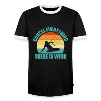 Kitesurfen - Männer Kontrast-T-Shirt - Schwarz/Weiß - Vorne - AI Model Female 172 light (172cm) & AI Model Male 178 light (178cm)