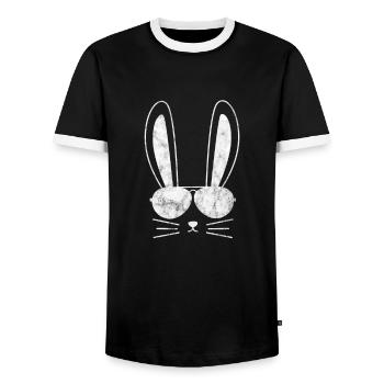 Rabbit Rabbit Easter Long-eared Gift - Men's Ringer Shirt - black/white - Front - AI Model Female 172 light (172cm) & AI Model Male 178 light (178cm)