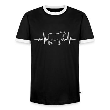Cow Cow Cows Farm Farmer Gift - Men's Ringer Shirt - black/white - Front - AI Model Female 172 light (172cm) & AI Model Male 178 light (178cm)