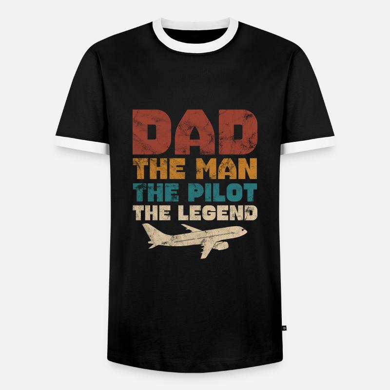 Pilot - Männer Kontrast-T-Shirt - Schwarz/Weiß