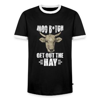 Cow Cow Cows Farm Farmer Gift - Men's Ringer Shirt - black/white - Front - AI Model Female 172 light (172cm) & AI Model Male 178 light (178cm)