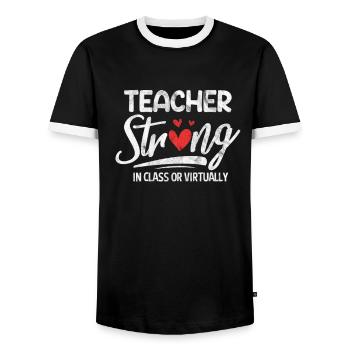Lehrer Lehrerin - Männer Kontrast-T-Shirt - Schwarz/Weiß - Vorne - AI Model Female 172 light (172cm) & AI Model Male 178 light (178cm)