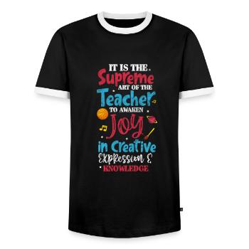 Enseignant Enseignant - T-shirt contrasté Homme - noir/blanc - Devant - AI Model Female 172 light (172cm) & AI Model Male 178 light (178cm)