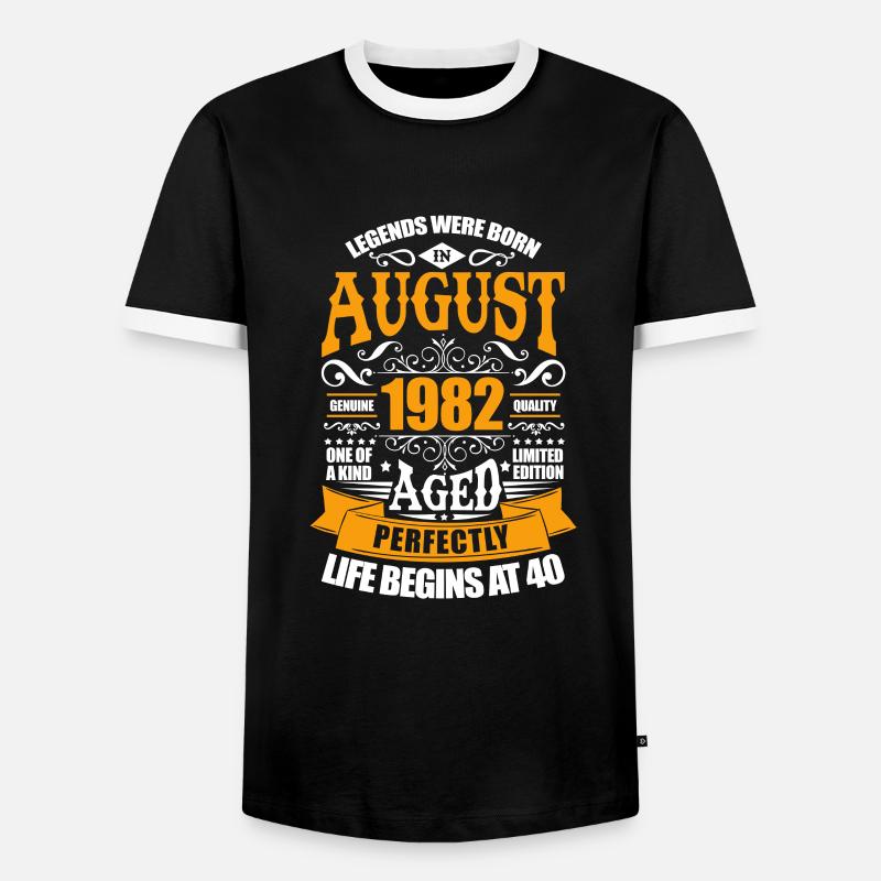 August 1982 - Männer Kontrast-T-Shirt - Schwarz/Weiß