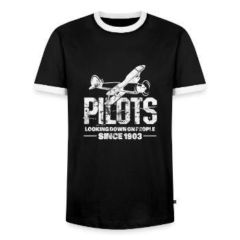 Pilote - T-shirt contrasté Homme - noir/blanc - Devant - AI Model Female 172 light (172cm) & AI Model Male 178 light (178cm)