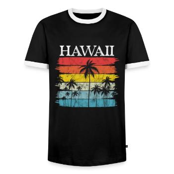Hawaii Urlaub Aloha Sommer Hawaiian Geschenk - Männer Kontrast-T-Shirt - Schwarz/Weiß - Vorne - AI Model Female 172 light (172cm) & AI Model Male 178 light (178cm)