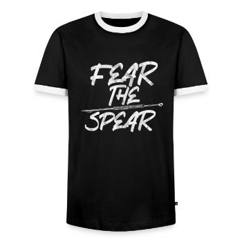 Angler - Männer Kontrast-T-Shirt - Schwarz/Weiß - Vorne - AI Model Female 172 light (172cm) & AI Model Male 178 light (178cm)