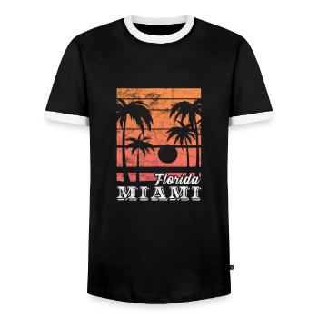 Miami Florida USA Amerika Urlaub Reise Geschenk - Männer Kontrast-T-Shirt - Schwarz/Weiß - Vorne - AI Model Female 172 light (172cm) & AI Model Male 178 light (178cm)