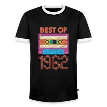 1962 - Men's Ringer Shirt - black/white - Front - AI Model Female 172 light (172cm) & AI Model Male 178 light (178cm)