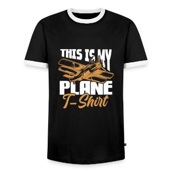 Pilot Airplane Flying Flyer Gift - Men's Ringer Shirt - black/white - Front - AI Model Female 172 light (172cm) & AI Model Male 178 light (178cm)
