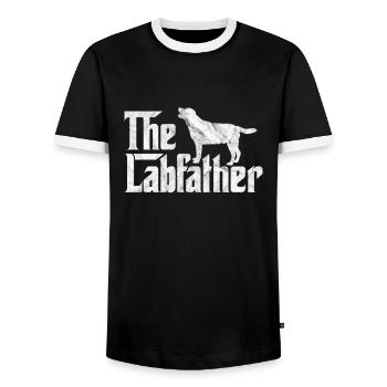 Père Labrador - T-shirt contrasté Homme - noir/blanc - Devant - AI Model Female 172 light (172cm) & AI Model Male 178 light (178cm)