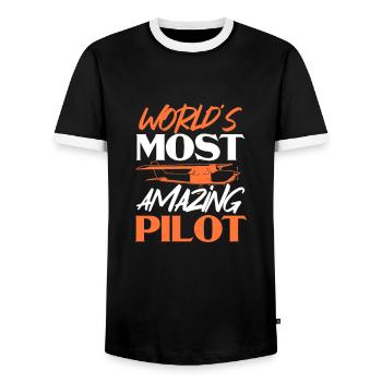 Pilot Airplane Flying Flyer Gift - Men's Ringer Shirt - black/white - Front - AI Model Female 172 light (172cm) & AI Model Male 178 light (178cm)