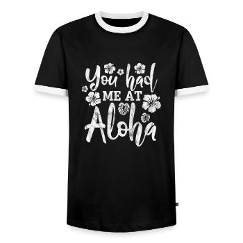 Hawaii Urlaub Aloha Sommer Hawaiian Geschenk - Männer Kontrast-T-Shirt - Schwarz/Weiß - Vorne - AI Model Female 172 light (172cm) & AI Model Male 178 light (178cm)