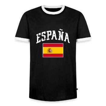 Espagne - T-shirt contrasté Homme - noir/blanc - Devant - AI Model Female 172 light (172cm) & AI Model Male 178 light (178cm)