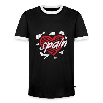 Spain Spanish Barcelona Spanish Holiday Gift - Men's Ringer Shirt - black/white - Front - AI Model Female 172 light (172cm) & AI Model Male 178 light (178cm)