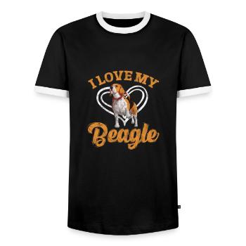 Beagle - Men's Ringer Shirt - black/white - Front - AI Model Female 172 light (172cm) & AI Model Male 178 light (178cm)