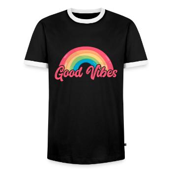 Hippie Peace Flower Power Amour Paix Cadeau - T-shirt contrasté Homme - noir/blanc - Devant - AI Model Female 172 light (172cm) & AI Model Male 178 light (178cm)