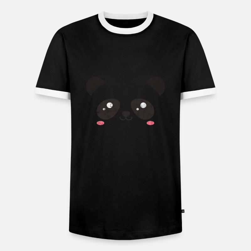 Panda - Männer Kontrast-T-Shirt - Schwarz/Weiß