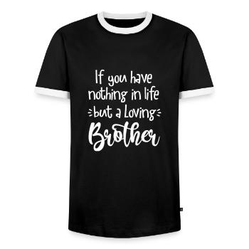 Big Brother Sibling Sister Gift - Men's Ringer Shirt - black/white - Front - AI Model Female 172 light (172cm) & AI Model Male 178 light (178cm)