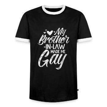 Frère - T-shirt contrasté Homme - noir/blanc - Devant - AI Model Female 172 light (172cm) & AI Model Male 178 light (178cm)