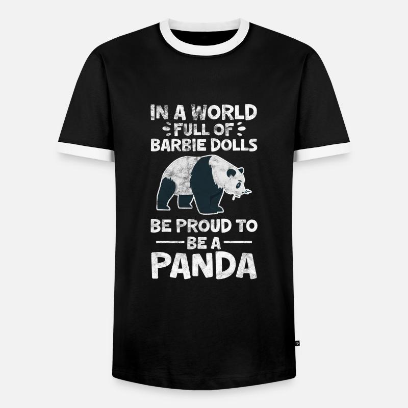 Panda - Männer Kontrast-T-Shirt - Schwarz/Weiß