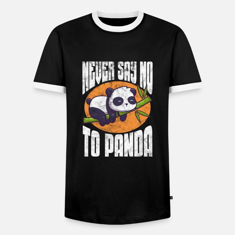 Panda - Männer Kontrast-T-Shirt - Schwarz/Weiß