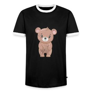 Nounours - T-shirt contrasté Homme - noir/blanc - Devant - AI Model Female 172 light (172cm) & AI Model Male 178 light (178cm)