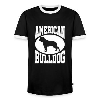 American Bulldog - Men's Ringer Shirt - black/white - Front - AI Model Female 172 light (172cm) & AI Model Male 178 light (178cm)