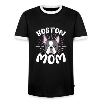 Boston Terrier Maman Chien Chien Maîtresse Cadeau - T-shirt contrasté Homme - noir/blanc - Devant - AI Model Female 172 light (172cm) & AI Model Male 178 light (178cm)