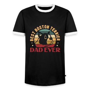 Boston Terrier Dad Hund Hunde Herrchen Geschenk - Männer Kontrast-T-Shirt - Schwarz/Weiß - Vorne - AI Model Female 172 light (172cm) & AI Model Male 178 light (178cm)