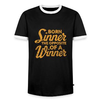 Hip Hop - Men's Ringer Shirt - black/white - Front - AI Model Female 172 light (172cm) & AI Model Male 178 light (178cm)