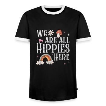 Hippie - T-shirt contrasté Homme - noir/blanc - Devant - AI Model Female 172 light (172cm) & AI Model Male 178 light (178cm)