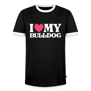 American Bulldog - Men's Ringer Shirt - black/white - Front - AI Model Female 172 light (172cm) & AI Model Male 178 light (178cm)