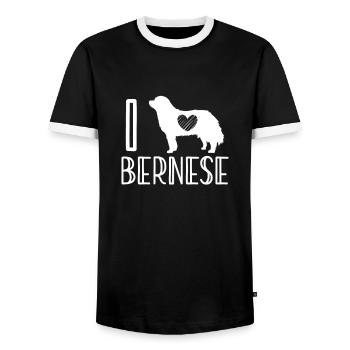 Bernese Mountain Dog - Men's Ringer Shirt - black/white - Front - AI Model Female 172 light (172cm) & AI Model Male 178 light (178cm)
